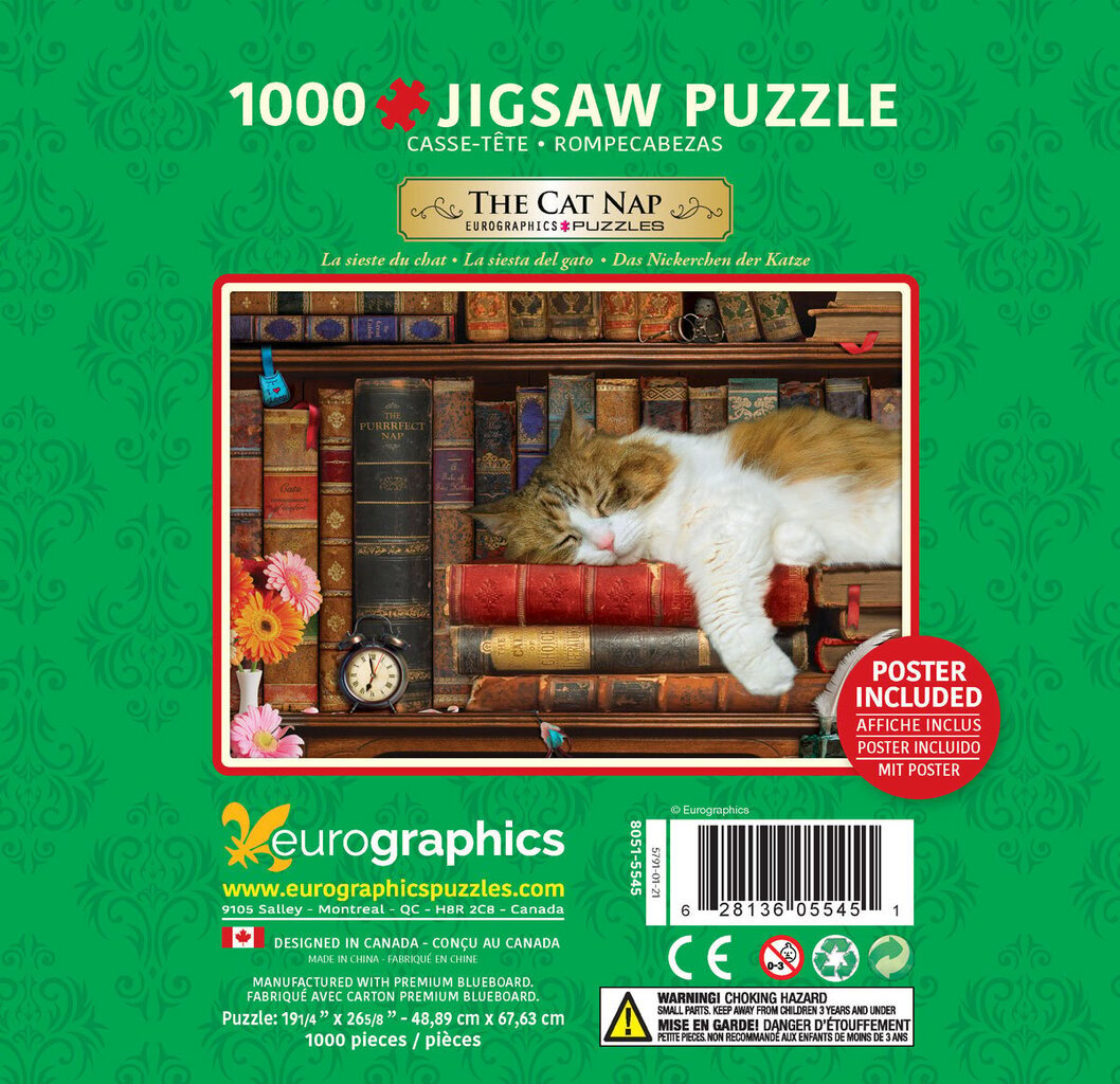 Dėlionė Eurographics, 8051-5545, The Cat Nap, Tin, 1000 d. kaina ir informacija | Dėlionės (puzzle) | pigu.lt