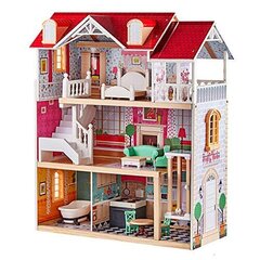 Самый популярный яркий деревянный кукольный домик с мебелью и аксессуарами, игрушкой для девочек цена и информация | Игрушки для девочек | pigu.lt