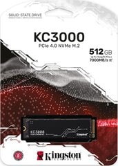 SSD|KINGSTON|KC3000|512GB|M.2|NVMe|3D TLC|Write speed 3900 MBytes/sec|Read speed 7000 MBytes/sec|TBW 400 TB|MTBF 1800000 hours|SKC3000S/512G kaina ir informacija | Kingston Kompiuterių komponentai | pigu.lt