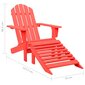 Sodo Adirondack kėdė su otomane, raudona kaina ir informacija | Lauko kėdės, foteliai, pufai | pigu.lt