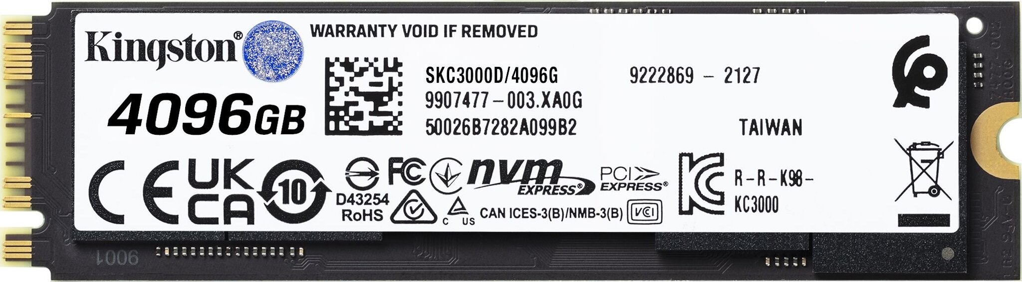 SSD|KINGSTON|KC3000|4TB|M.2|PCIE|NVMe|3D TLC|Įrašymo sparta 7000 MB/sec|skaitymo sparta 7000 MB/sec|3,5 mm|MTBF 1800000 valandų|SKC3000D/4096G kaina ir informacija | Vidiniai kietieji diskai (HDD, SSD, Hybrid) | pigu.lt