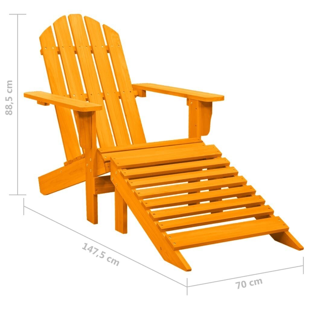 Sodo Adirondack kėdė su otomane, oranžinė цена и информация | Lauko kėdės, foteliai, pufai | pigu.lt