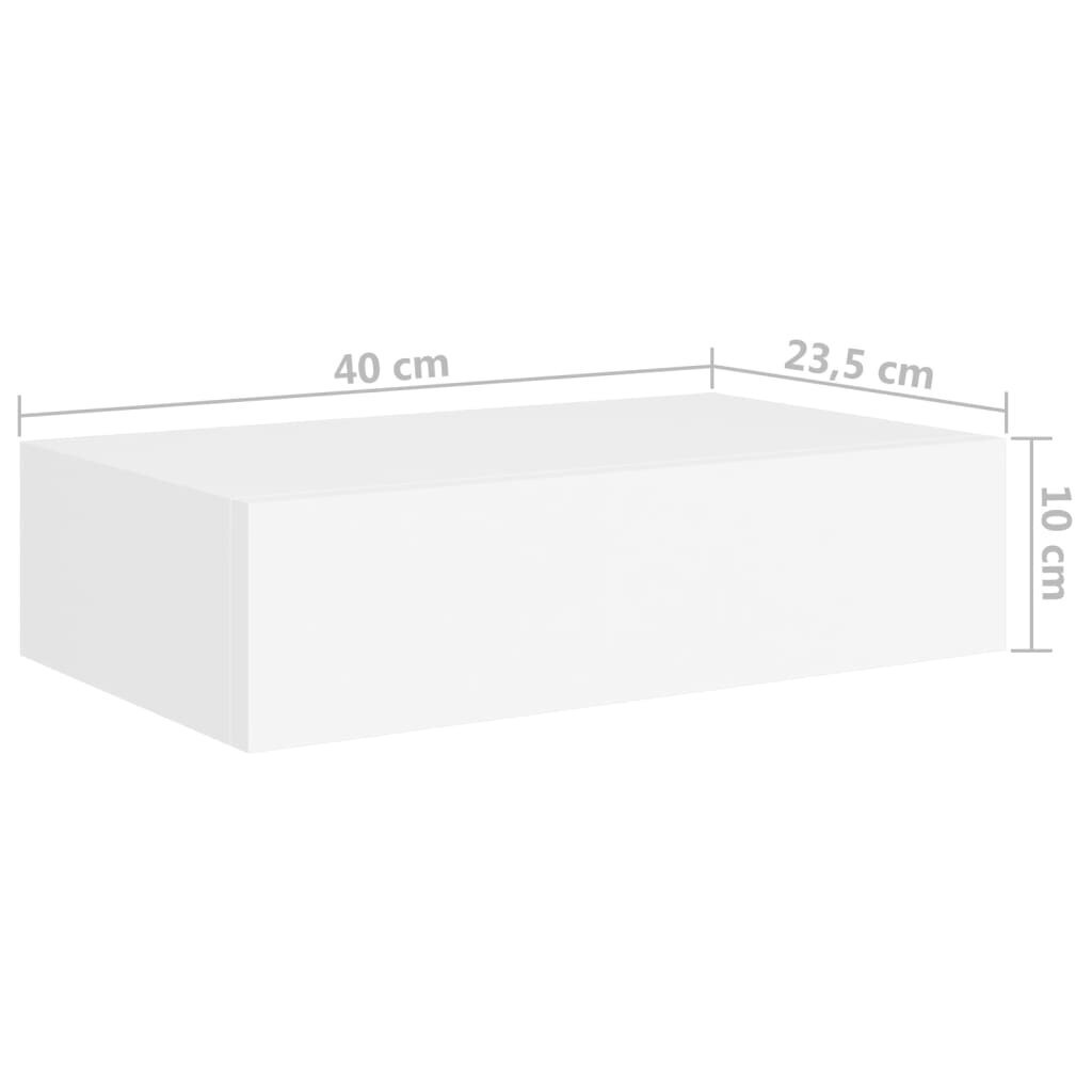 Sieninė lentyna su stalčiumi, 40x23,5x10 cm, balta цена и информация | Lentynos | pigu.lt