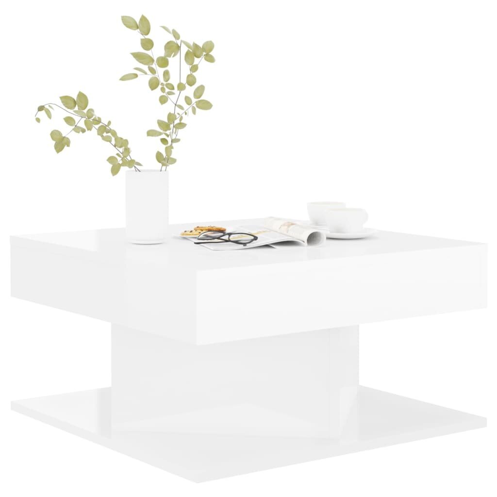 Kavos staliukas, baltos spalvos, 57x57x30cm, mdp, blizgus цена и информация | Kavos staliukai | pigu.lt