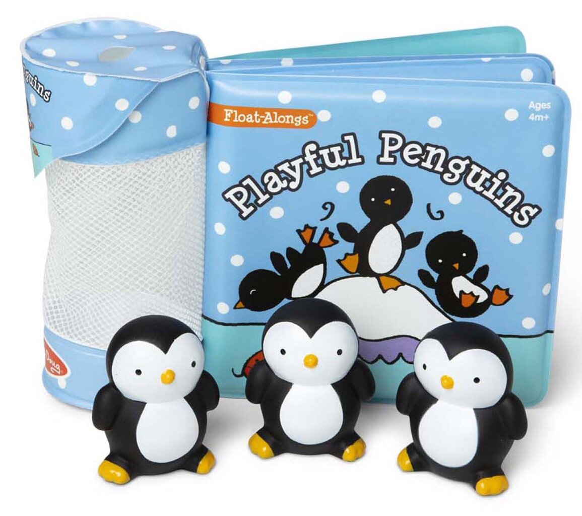 Knygutės ir trijų žaisliukų rinkinys voniai Melissa & Doug Žaismingi pingviniukai цена и информация | Žaislai kūdikiams | pigu.lt