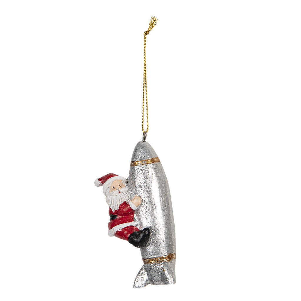 Kalėdų eglutės žaisliukas Senis ant raketos, 8 x 3 x 5 cm kaina ir informacija | Eglutės žaisliukai, viršūnės | pigu.lt