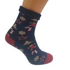 Женские махровые носки с рождественским узором (синие) цена и информация | Женские носки | pigu.lt