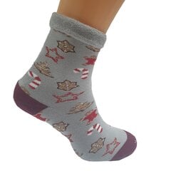 Женские махровые носки с рождественским узором (серые) цена и информация | Женские носки | pigu.lt