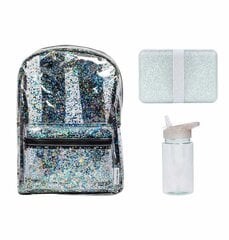 Школьный набор School set: Backpack - Glitter silver - A Little Lovely Company цена и информация | Школьные рюкзаки, спортивные сумки | pigu.lt