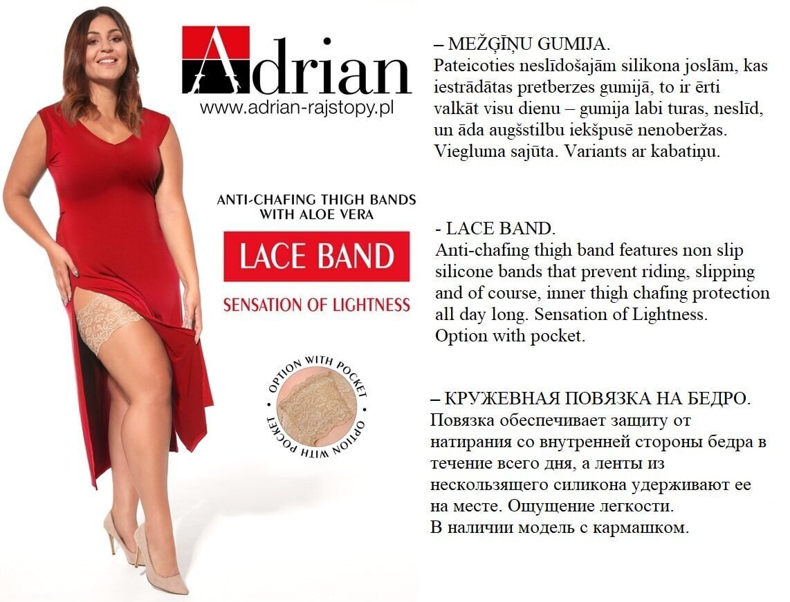 Šlaunų apsauga nuo trinties Adrian Plus Size Lace Band nero kaina ir informacija | Pėdkelnės | pigu.lt