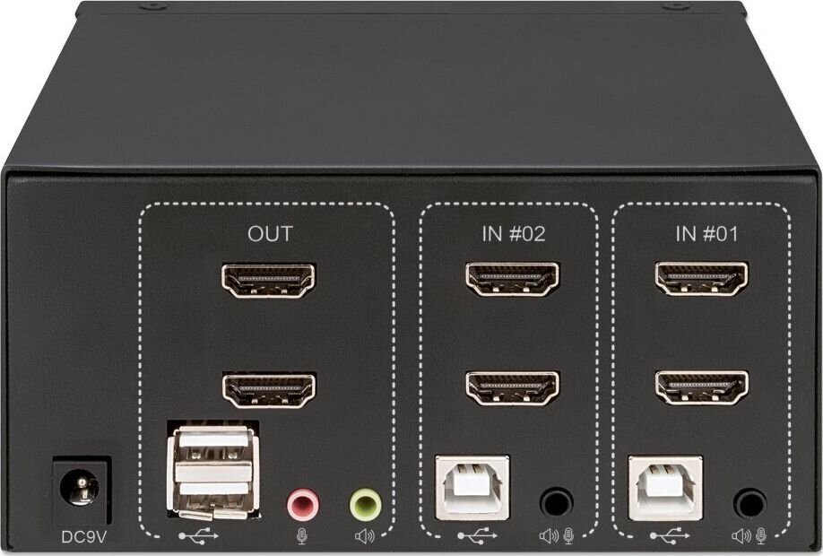 KVM jungiklis Manhattan HDMI/USB 2x1 Dual-Monitor Video 4K*30Hz kaina ir informacija | Komutatoriai (Switch) | pigu.lt