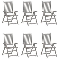 Atlošiamos sodo kėdės, 6 vnt, pilkos kaina ir informacija | Lauko kėdės, foteliai, pufai | pigu.lt