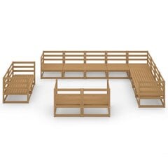 Sodo poilsio baldų komplektas, 12 dalių, medaus rudas, pušis kaina ir informacija | Lauko baldų komplektai | pigu.lt