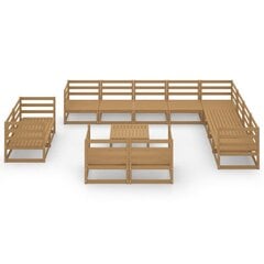 Sodo poilsio baldų komplektas, 13 dalių, medaus rudas, pušis kaina ir informacija | Lauko baldų komplektai | pigu.lt
