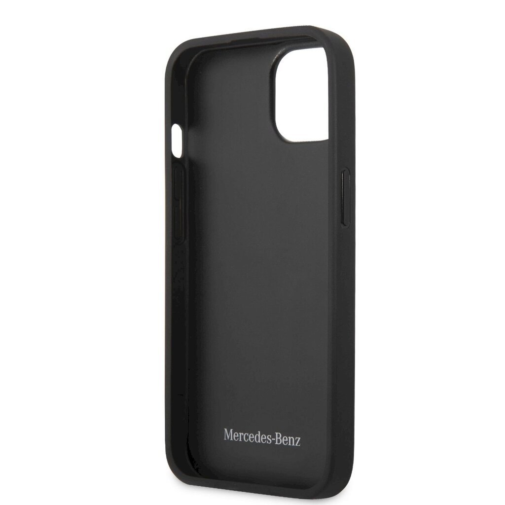 Mercedes Genuine Leather Meshed Hard Case, skirtas iPhone 13, juodas kaina ir informacija | Telefono dėklai | pigu.lt