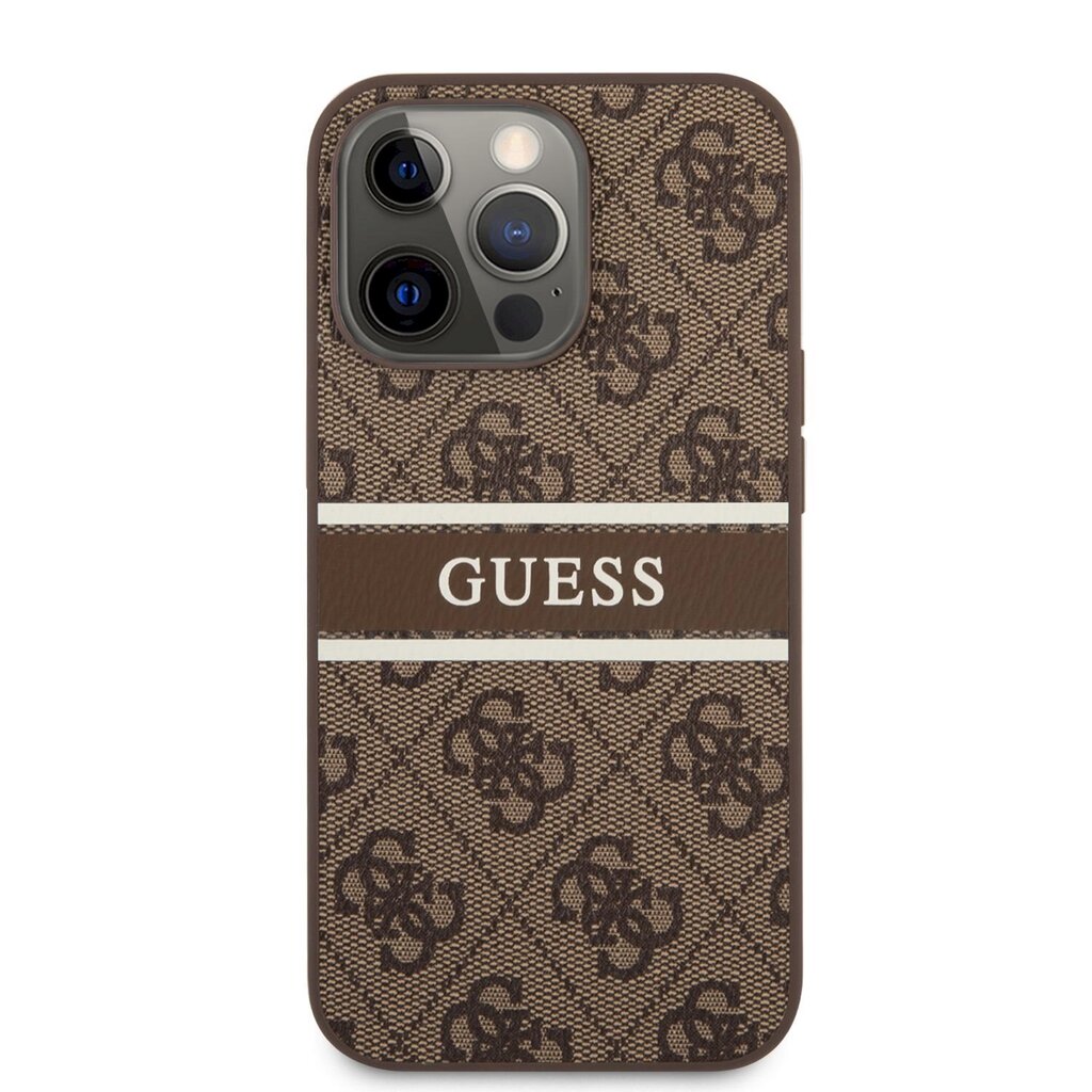 GUHCP13L4GDBR Guess PU 4G Printed Stripe Case, skirtas iPhone 13 Pro, rudas цена и информация | Telefono dėklai | pigu.lt