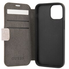 GUBKP13M4GMGPI Guess PU 4G Metal Logo Book Case, skirtas iPhone 13, rožinis kaina ir informacija | Telefono dėklai | pigu.lt