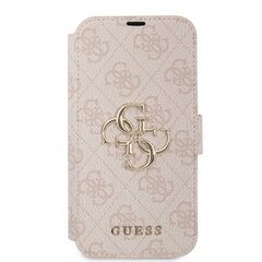 GUBKP13M4GMGPI Guess PU 4G Metal Logo Book Case, skirtas iPhone 13, rožinis kaina ir informacija | Telefono dėklai | pigu.lt