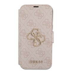 GUBKP13L4GMGPI Guess PU 4G Metal Logo Book Case, skirtas iPhone 13 Pro, rožinis kaina ir informacija | Telefono dėklai | pigu.lt