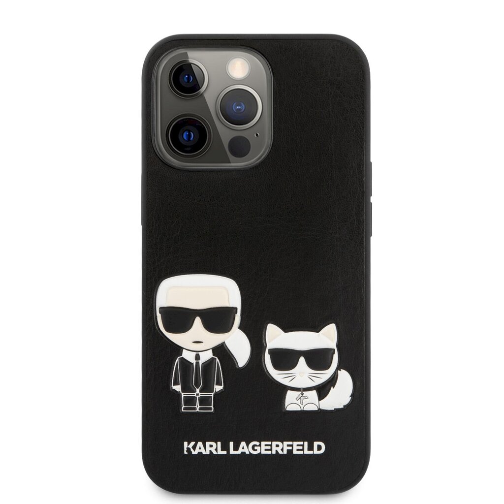 Karl Lagerfeld and Choupette PU Leather Case, skirtas iPhone 13 Pro, juodas kaina ir informacija | Telefono dėklai | pigu.lt