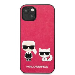 Karl Lagerfeld and Choupette PU Leather Case, skirtas iPhone 13, rožinis kaina ir informacija | Telefono dėklai | pigu.lt