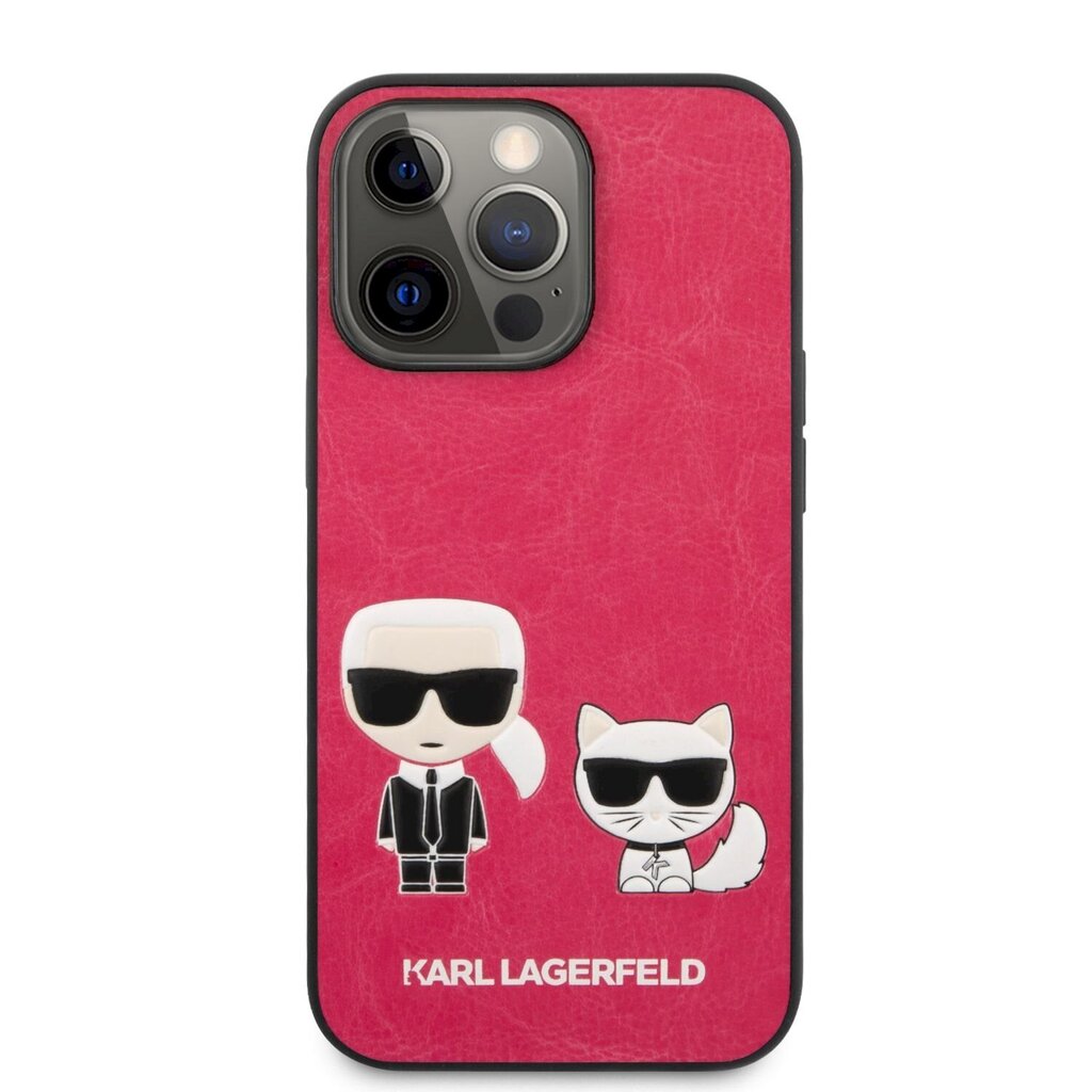 Karl Lagerfeld and Choupette PU Leather Case, skirtas iPhone 13 Pro Max, rožinis kaina ir informacija | Telefono dėklai | pigu.lt