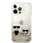 Karl Lagerfeld Liquid Glitter Karl and Choupette Case, skirtas iPhone 13 Pro Max, auksinis цена и информация | Telefono dėklai | pigu.lt