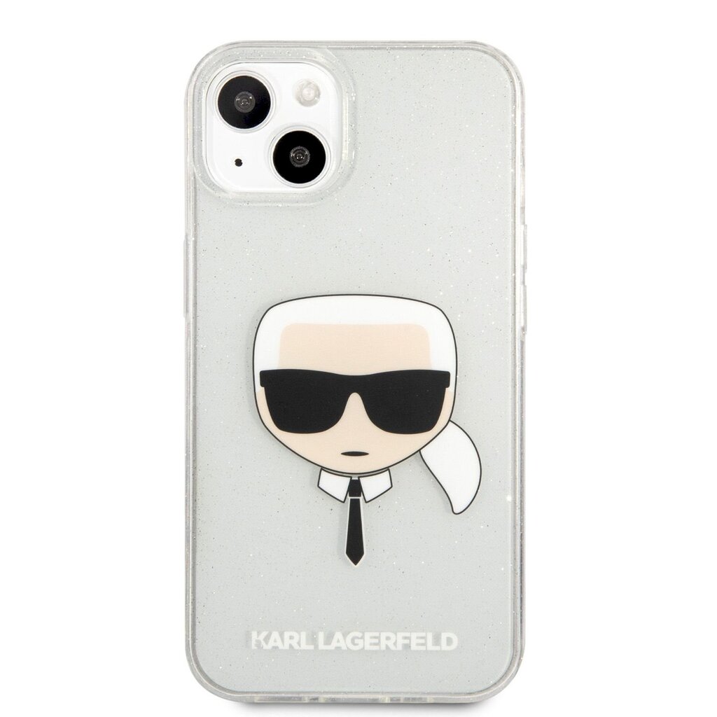 Karl Lagerfeld TPU Full Glitter Karl Head Case, skirtas iPhone 13 mini, sidabrinis kaina ir informacija | Telefono dėklai | pigu.lt