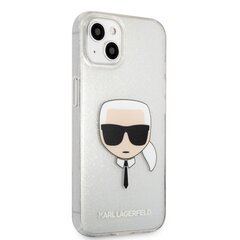 Karl Lagerfeld TPU Full Glitter Karl Head Case, skirtas iPhone 13, sidabrinis kaina ir informacija | Telefono dėklai | pigu.lt