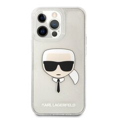 Karl Lagerfeld TPU Full Glitter Karl Head Case, skirtas iPhone 13 Pro, sidabrinis kaina ir informacija | Telefono dėklai | pigu.lt