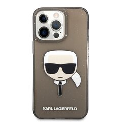 Karl Lagerfeld TPU Full Glitter Karl Head Case, skirtas iPhone 13 Pro, juodas kaina ir informacija | Telefono dėklai | pigu.lt