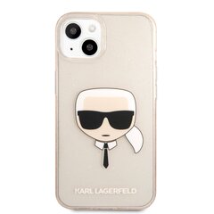 Чехол KLHCP13MKHTUGLGO Karl Lagerfeld TPU Full Glitter Karl Head Case for iPhone 13 Gold цена и информация | Чехлы для телефонов | pigu.lt