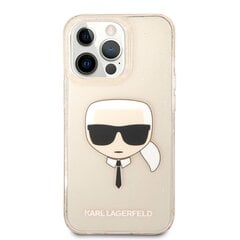 Karl Lagerfeld TPU Full Glitter Karl Head Case, skirtas iPhone 13 Pro, auksinis kaina ir informacija | Telefono dėklai | pigu.lt