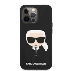 Karl Lagerfeld Liquid Silicone Karl Head Case, skirtas iPhone 13 Pro Max, juodas kaina ir informacija | Telefono dėklai | pigu.lt