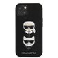 Karl Lagerfeld PU Saffiano Karl and Choupette Heads Case, skirtas iPhone 13, juodas цена и информация | Telefono dėklai | pigu.lt