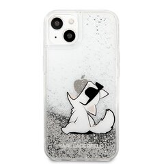 Karl Lagerfeld Liquid Glitter Choupette Eat Case, skirtas iPhone 13 mini, sidabrinis kaina ir informacija | Telefono dėklai | pigu.lt