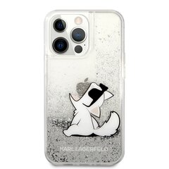 Karl Lagerfeld Liquid Glitter Choupette Eat Case, skirtas iPhone 13 Pro Max, sidabrinis kaina ir informacija | Telefono dėklai | pigu.lt