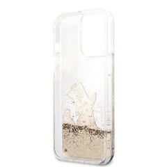 Karl Lagerfeld Liquid Glitter Choupette Eat Case, skirtas iPhone 13 Pro, auksinis kaina ir informacija | Telefono dėklai | pigu.lt