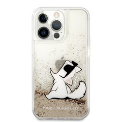 Karl Lagerfeld Liquid Glitter Choupette Eat Case, skirtas iPhone 13 Pro, auksinis kaina ir informacija | Telefono dėklai | pigu.lt