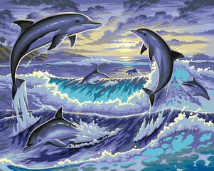 Kартины по номерам "Танец дельфинов" 40x50 G цена и информация | Набор для рисования по номерам | pigu.lt