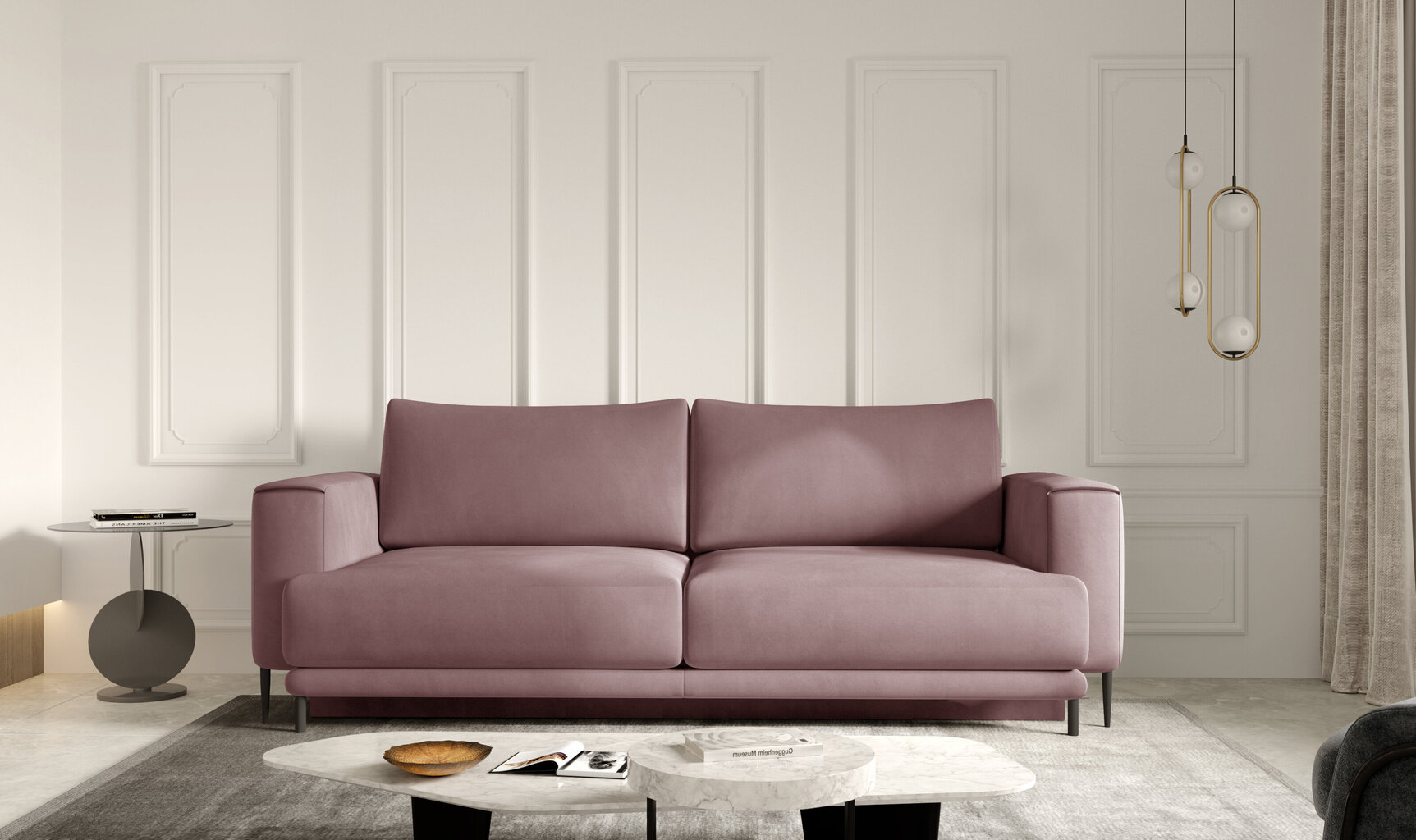Sofa NORE Dalia Velvetmat, rožinė kaina ir informacija | Sofos | pigu.lt