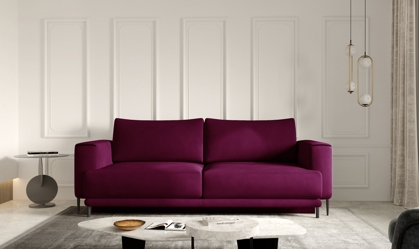 Sofa NORE Dalia Velvetmat, violetinė kaina ir informacija | Sofos | pigu.lt