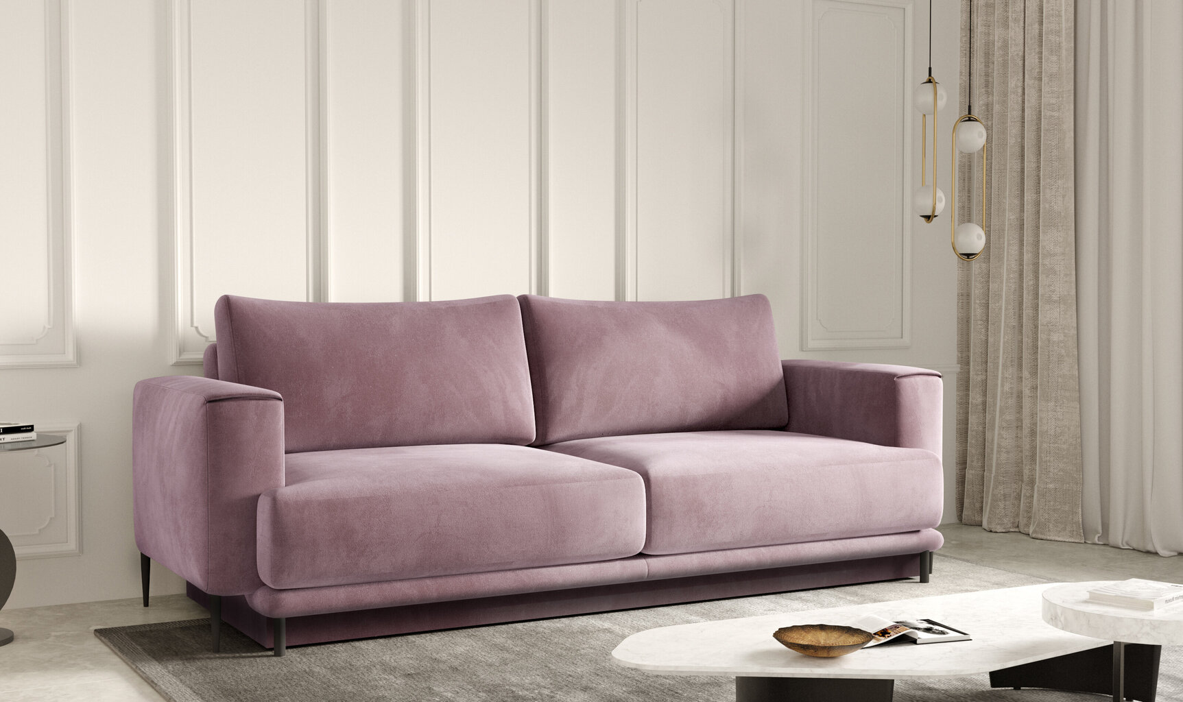 Sofa NORE Dalia Velvetmat, violetinė цена и информация | Sofos | pigu.lt