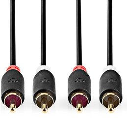 Nedis Audio Cable 2x RCA -> 2 x RCA, 5m kaina ir informacija | Kabeliai ir laidai | pigu.lt