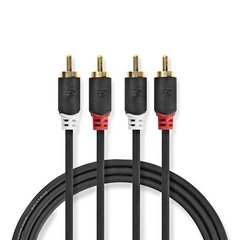 Провод 2x RCA -> 2x RCA Nedis Audio 5 м, черный цена и информация | Кабели и провода | pigu.lt