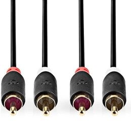 Nedis Aux Audio Cable 2x RCA -> 2 x RCA, 10m kaina ir informacija | Kabeliai ir laidai | pigu.lt