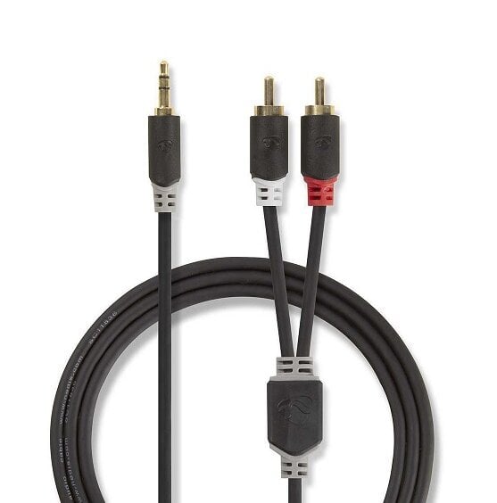 Nedis Aux Audio Cable 3.5 mm -> 2x RCA, 0.5m kaina ir informacija | Kabeliai ir laidai | pigu.lt