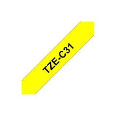 Brother TZe-C31, 12mm black on yellow tape kaina ir informacija | Sąsiuviniai ir popieriaus prekės | pigu.lt
