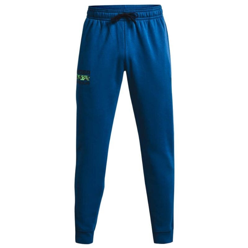 Sportinės kelnės vyrams Under Armor Rival Fleece Signature Joggers M 1366 366432, mėlynos kaina ir informacija | Sportinė apranga vyrams | pigu.lt