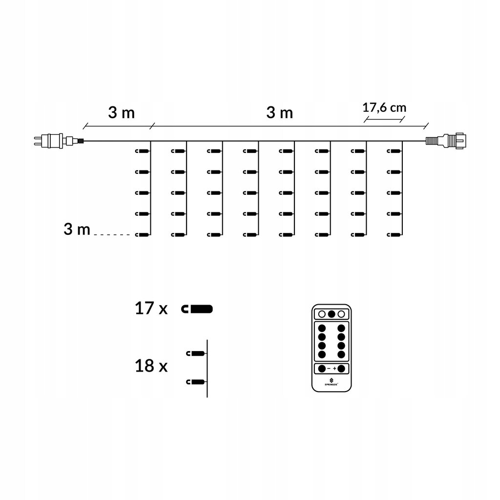 Girlianda užuolaida SMART 300 LED 3x3 m su nuotolinio valdymo pultu, šiltai balta цена и информация | Girliandos | pigu.lt